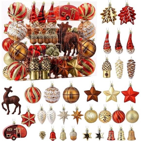 103pcs Christmas Ball Ornaments Set, Red and Bronze...